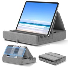 KDD Tablet Pillow Holder, Foldable iPad Stand for Lap, Bed and Desk Grey picture