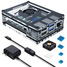 Raspberry Pi 4 Case with Fan Cooling Pi 4B Case with 5V 3A Power Supply, 4 pc... picture