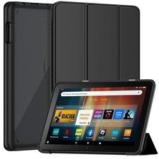 Sanyetral Tablet Case Black PU Leather Folio Stand Auto Wake Sleep 8
