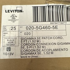 Leviton- Qty 25 Black GIGAMAX 5E 110 Patch Cord 5FT picture