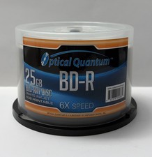 Optical Quantum BD-R 25GB 6X Blu-ray Discs White Inkjet Printable 50-Pack picture