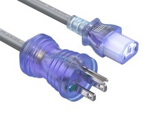 10ft NEMA 5-15P to C13 Hospital Grade Power Cord, 16 AWG, 13A/125V, SJT, Gray picture