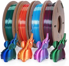 Silk Dual Color 3D Printer Filament Bundle 1.75mm PLA 4 Spools 250g Each Mult... picture
