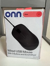 Onn Wired USB Mouse 6ft Cable 3 Button Scroll Wheel 1000 DPI Plug & Play Black picture
