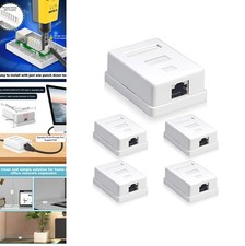 Cat6 RJ45 Surface Mount Box Shielded 1 Port 5 Pack White Keystone Wall Plate picture