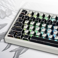 137 Versatile PBT Keycaps Black & White RGB Backlit for Mechanical Keyboard... picture