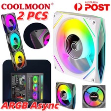 2X COOLMOON Computer Case Fan ARGB Async Silent PC CPU LED RGB Cooling Fan 120mm picture