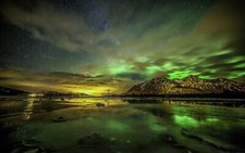 Landscape nature aurorae starry night mountains sky Custom Gaming Mat Desk picture