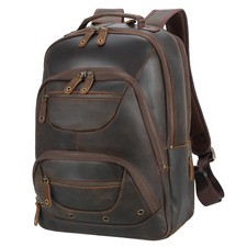 TIDING Full Grain Leather Backpack for Men 16 Inch Laptop Travel Daypack picture