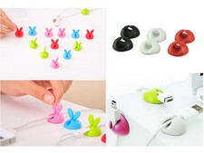 Lots of Cable Clip Desk Tidy Wire Drop Lead USB Charger Cord Holder Secure Table picture