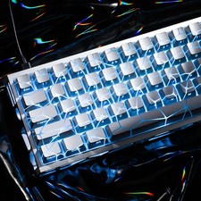 XVX 61 Keys Silver Butterfly Keycap Set Shine Through IMD for 60% Keyboard picture