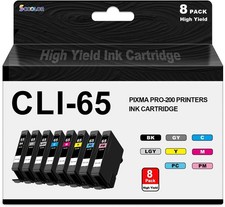 8 PK Inkjet w/chip shows ink levels CLi-65 CLI65 Canon Pixma Pro-200 Pro200 -NEW picture