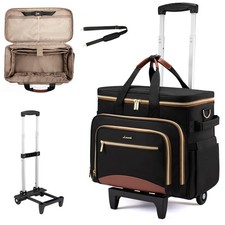LOVEVOOK Rolling Teacher Bag with Detachable Dolly and 17.3 inch, Black-brown picture