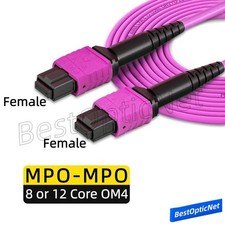 1-70m MPO to MPO Female/Female 8 12 Core OM4 Fiber Optical Patch Cord Cable Lot picture