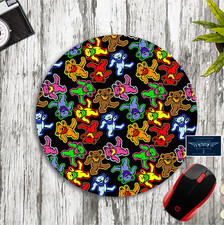 GRATEFUL DEAD DANCING BEARS ROUND NEOPRENE PC MOUSE PAD MAT HOME SCHOOL OFFICE picture