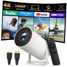 Native 1080P Portable Projector with Carrying Case - Cream Mini Projector picture