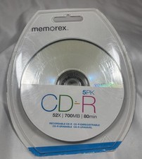 Memorex 5 Pack  CD-R 52X 700MB 80min Recordable CD-R NEW SEALED picture