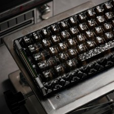 132 Keys Black Carbon Fiber Top Print Cherry Profile Translucent PC Keycaps picture