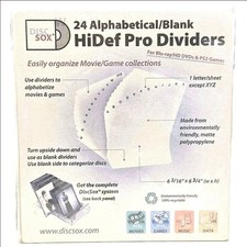 DISCSOX HiDef Pro Dividers 24 Alphabetical/ Blank Movies Games Music Data & More picture