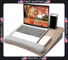 Laptop Lap Desk with Cushion Fits Up to 15.6 Inches Woodgrain picture