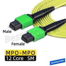 1-80m MPO Male to MPO Female APC UPC 12 Core SM OS2 Fiber Optical Patch Cord Lot picture