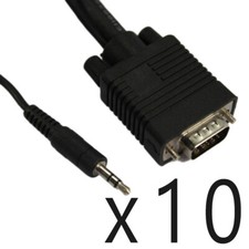 10 Pack Lot 50ft VGA SVGA Video + 3.5mm Stereo Audio PC Laptop to Monitor Cable picture