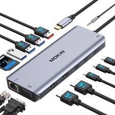 MOKiN USB C Laptop Docking Station 14 in 1 Dual Monitor for Dell HP picture