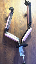 Dual Monitor Vesa Mount Stand, Adjustable Arm, Pink *Cosmetic Wear -See Photos picture