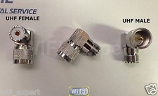 Adapter 90° UHF plug male PL259 - SO239 female jack connector right angle M/F US picture