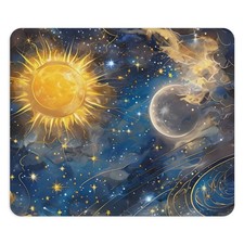 Sun and Moon Celestial Art Mouse Pad | Starry Night Space Desk Mat picture
