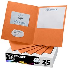  Two-Pocket Folders, 25-Pack, Textured Paper, Letter Size (EZ 25 Folders Orange picture