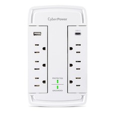CyberPower CSP6WSUC 6-Outlet Wall-Tap Surge Protector w/USB-A  USB-C Port picture