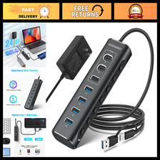 7-Port USB Hub, 10Gbps USB-A & USB-C, Individual Switches, Power Adapter, Alumin picture
