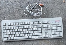 Vintage Compaq RT235BTW 166516-006 PS/2 Spacesaver Keyboard Beige KB-9965 picture