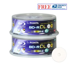 50 Pack Ridata Blu-ray BD-R DL Dual Layer 6X 50GB White Inkjet Printable Disc picture