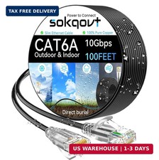 Cat6a Ethernet Cable Slim 100ft Outdoor&Indoor, 28AWG Pure Copper Cat6 Internet picture