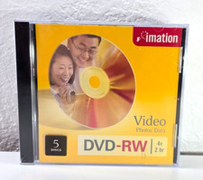 Imation DVD-RW 5 Pack 4x 4.7GB 2HR Jewel Cases New Sealed Video Photos Data picture