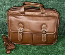 Leather Laptop Briefcase by McKlein Brown Very Good Condition picture
