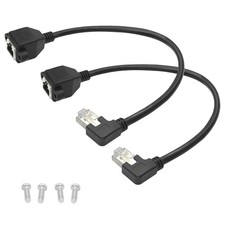 2-Pack 1FT Left Angle Cat6 Ethernet Extension Cable, 90 Degree RJ45 Male to F... picture