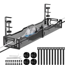 Cable Management, 25'' Cable Management Under Desk No Drill,Metal Cord Organizer picture