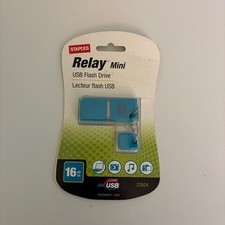 Staples Relay Mini USB Flash Drive 16GB Blue High Speed Thumb Drive 23924 NEW picture