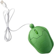 Vctitil Cute Turtle Shape USB Wired Corded Mouse,1200DPI 3 Buttons GreenV picture
