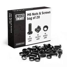 20-Pack of Black M6 Cage Nuts & Screws for Rack Mount Equipment Server 19