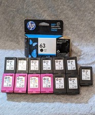 13 HP 63 Used Empty Ink Cartridges 9 Black,  4 Tri-Color NEVER REFILLED picture