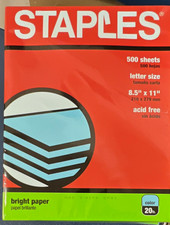 Staples Bright Printer Paper Letter 8.5 x 11 20 lb Blue 500 Sheets Acid Free picture