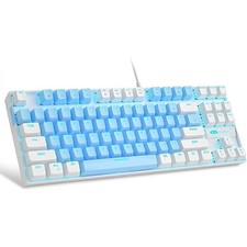 75% Mechanical Gaming Keyboard Blue Switch LED Backlit 87-Key TKL Blue White picture