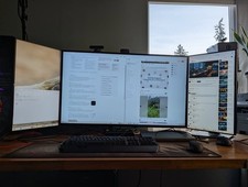 Dell IPS U4320Q and two U2520D with desk mount. Great deal. picture