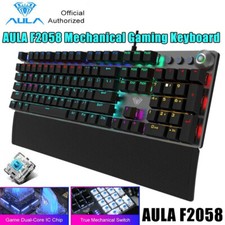 AUAL Square punk F2058 Mechanical Gamin Keyboard 108 Keys Black with Hand Rest picture