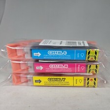 Inkjetcorner C-0251C C-0251M C-0251YLot of 3 Ink Cartridges Sealed Expired 1/21 picture