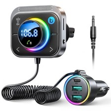 Bluetooth 6.0 Car Adapter FM & AUX HiFi Bass 96W Fast Charging picture